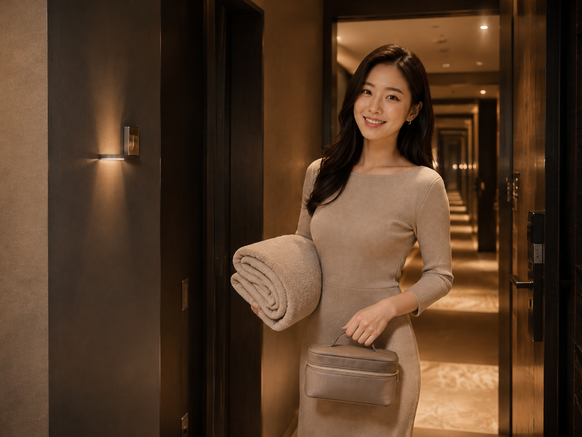 김포 방문 홈케어 일정을 준비하는 젊은 성인 한국 여성 관리사